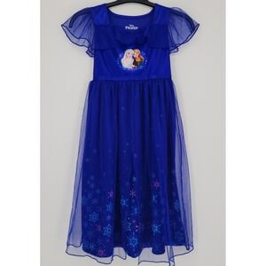 Disney Frozen Elsa Anna Blue Nightgown w/Snowflake Mesh